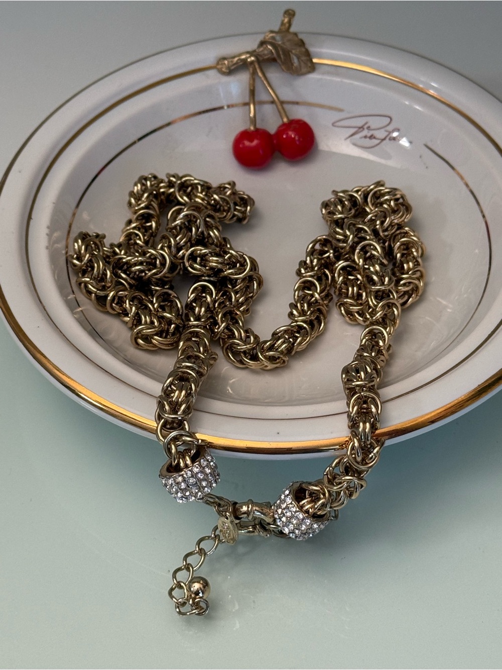 Premier Designs OPC heavy Byzantine Gold Tone Necklace